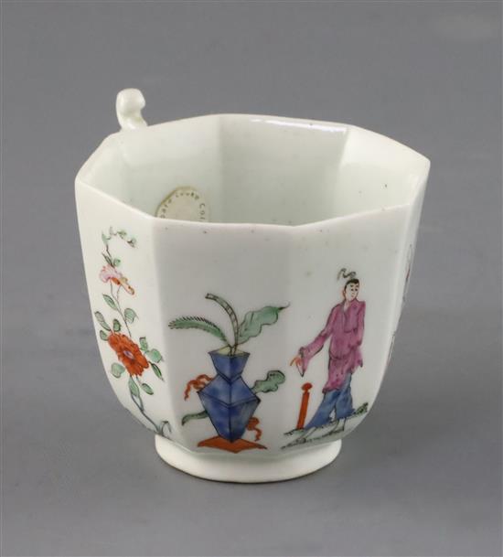 An early Worcester octagonal coffee cup, c.1753, H. 6.3cm